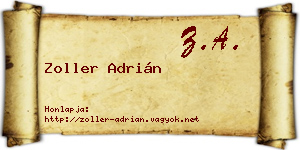 Zoller Adrián névjegykártya